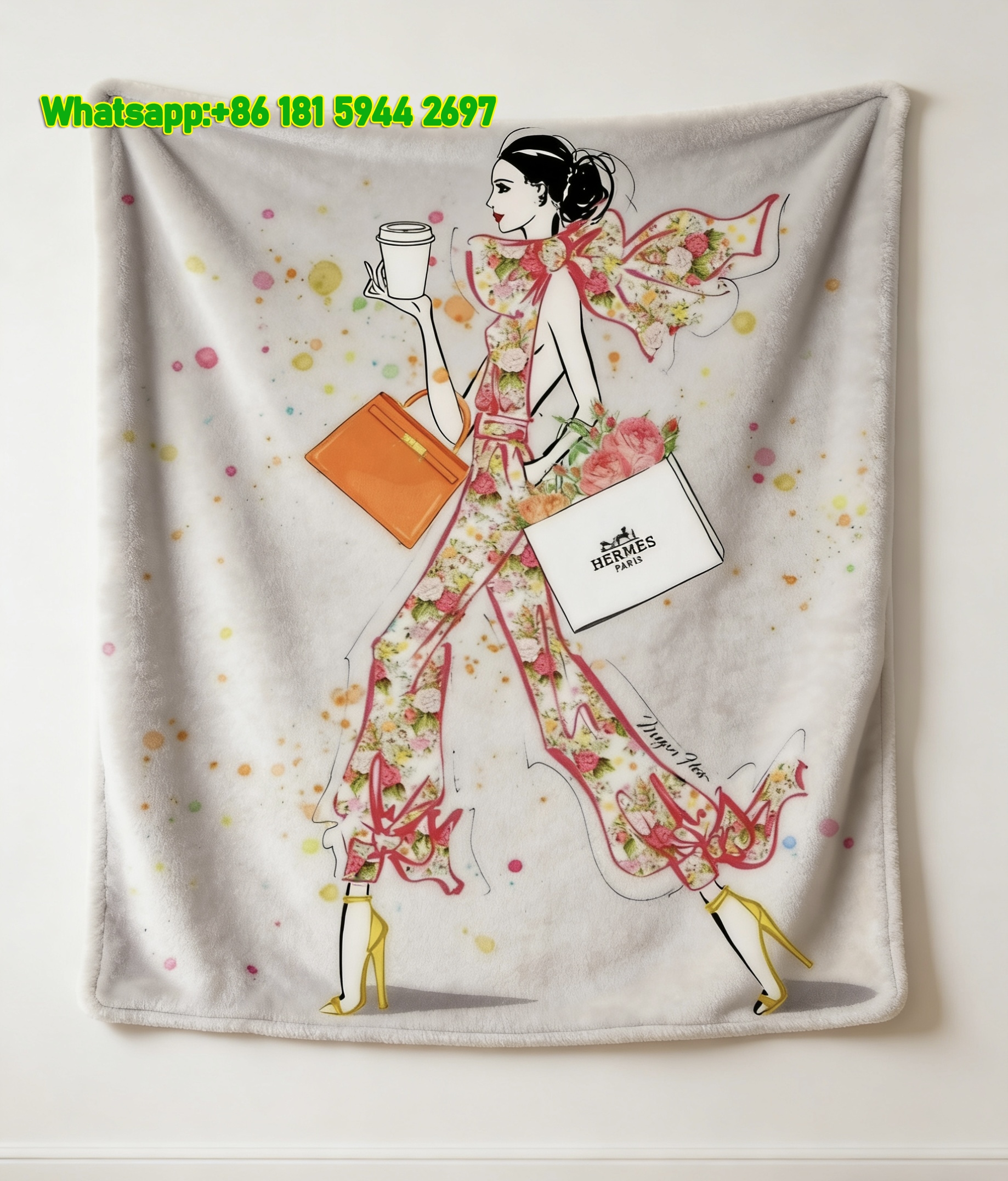 Hermes Modern Geometric Flannel Throw Blanket IMG_5317